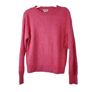 Open Edit‎ Small Pullover Sweater Ribbed Knit Women Hot Pink Barbie Crew Neck